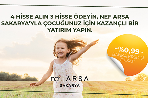 Çocuğunuzun geleceği için en kazançlı yatırım, Nef Arsa Sakarya'da Çocuğunuzun geleceği için en kazançlı yatırım, Nef Arsa Sakarya'da