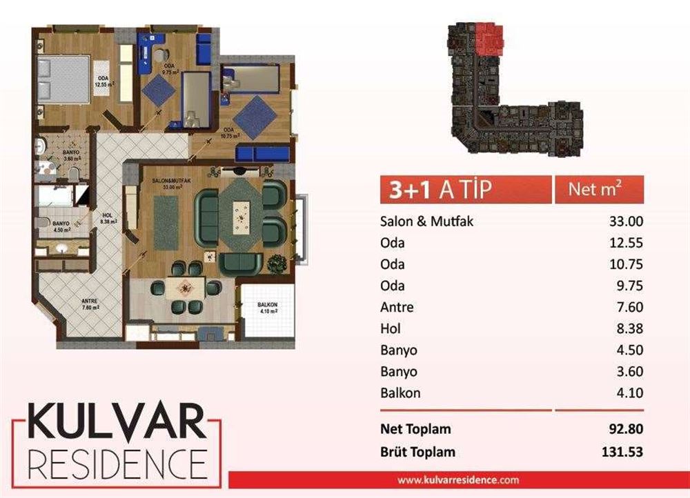 Kulvar Residence Projesi Kat Planları