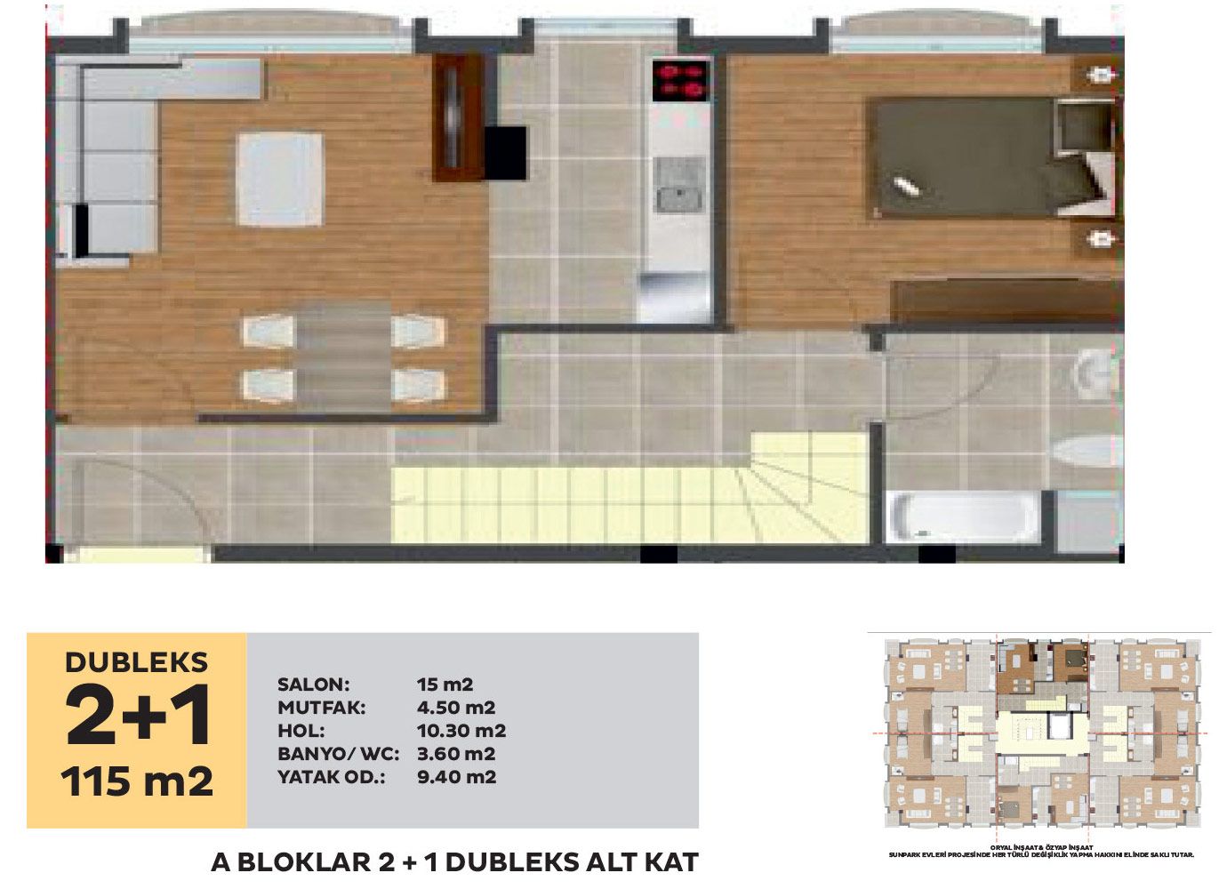 sunpark evleri kat planı