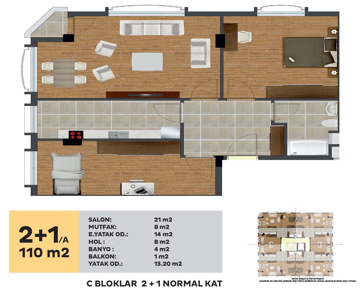 sunpark evleri kat planı