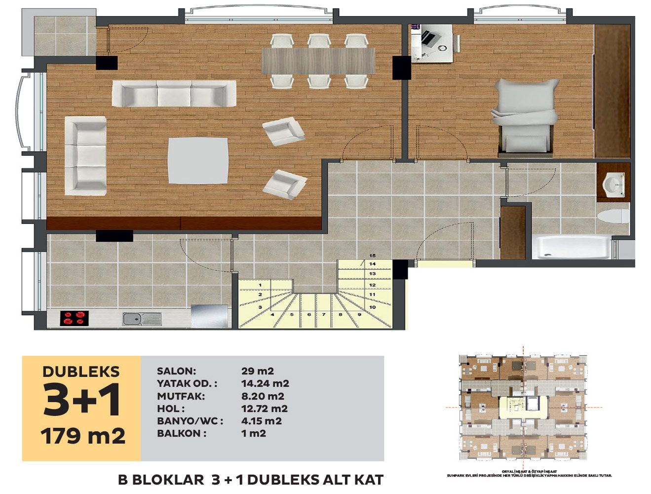 sunpark evleri kat planı