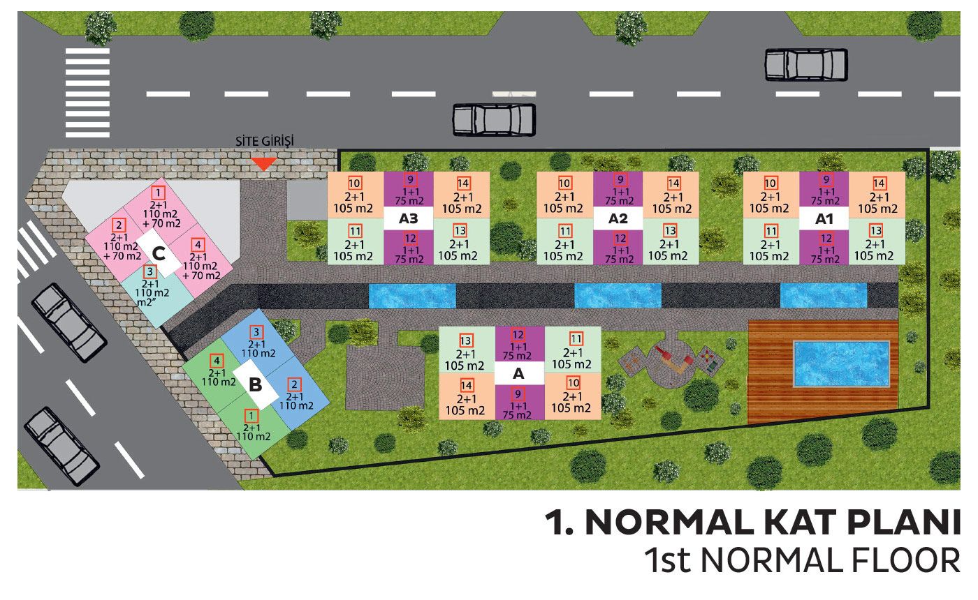 sunpark evleri kat planı